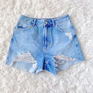 Topshop Distressed Mom Jean Shorts